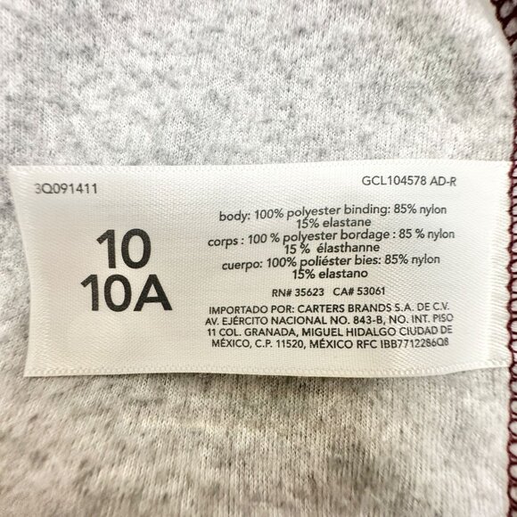 Oshkosh Bgosh Pullover Boys 10/10A Half-Zip Fleece Sweatshirt Burgundy Gray LS - Picture 6 of 7